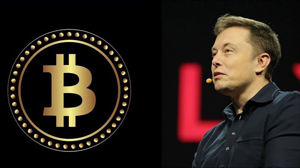 Ilustrasi Elon Musk dan Bitcoin.