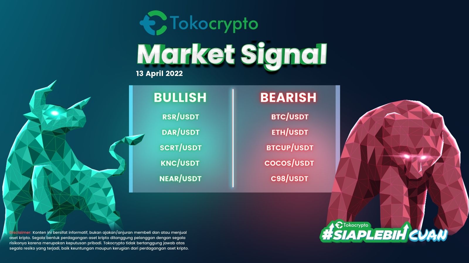 Ilustrasi Tokocrypto Market Signal 13 April 2022.