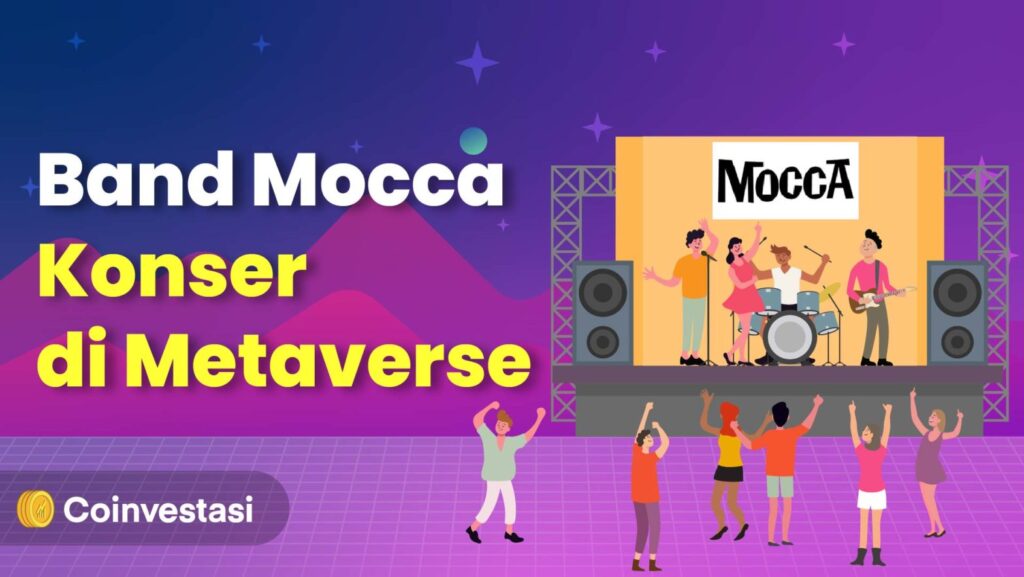 Ilustrasi band Mocca konser di metaverse.