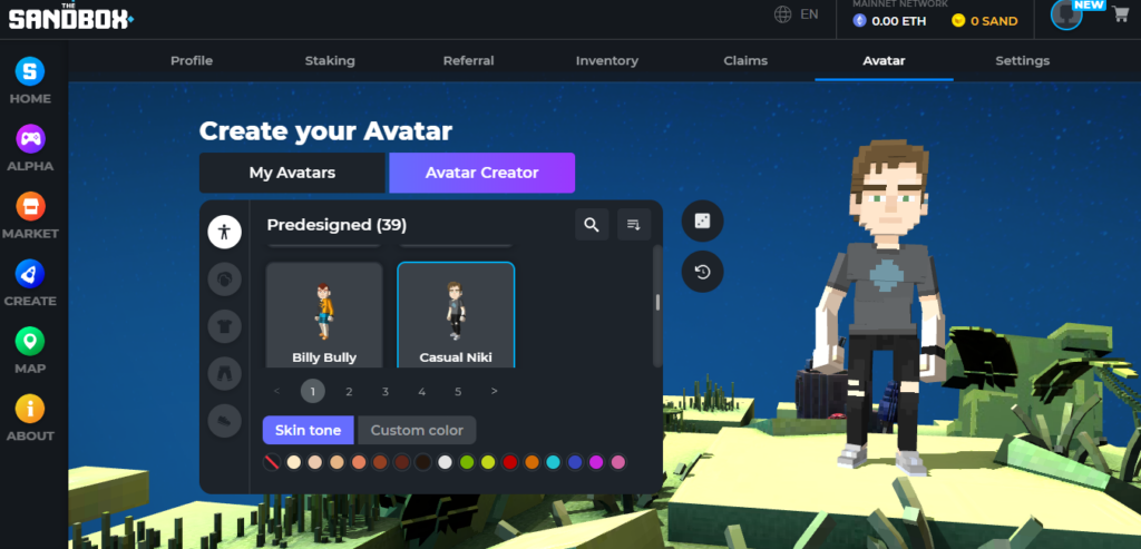 sandbox avatar customization