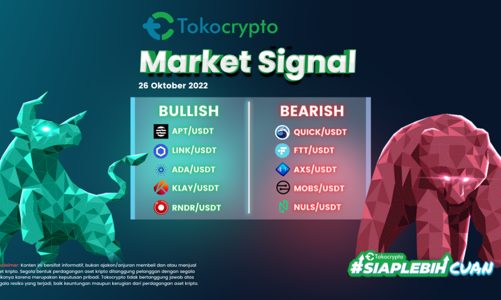 Ilustrasi daftar 5 aset kripto bullish dan bearish di pekan keempat Oktober 2022.
