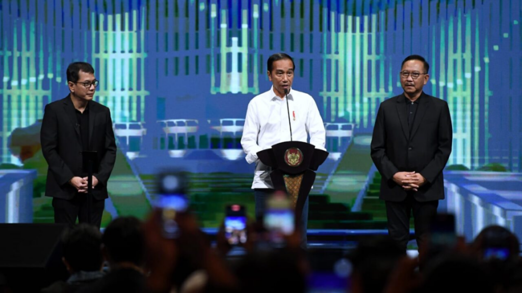 Presiden Joko Widodo meluncurkan platform digital berbasis interaksi sosial di dunia virtual bernama Jagat Nusantara. Foto: BPMI Setpres/Lukas.