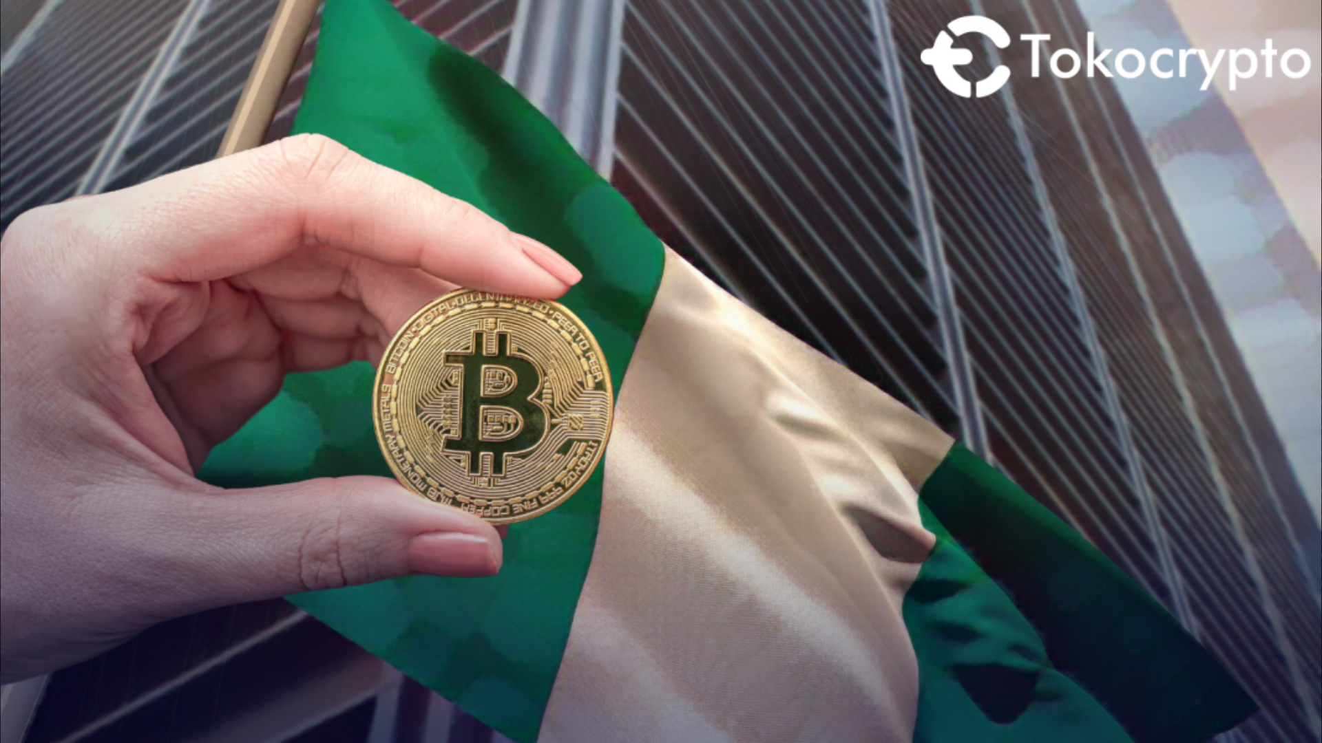 Ilustrasi Nigeria dan Bitcoin.