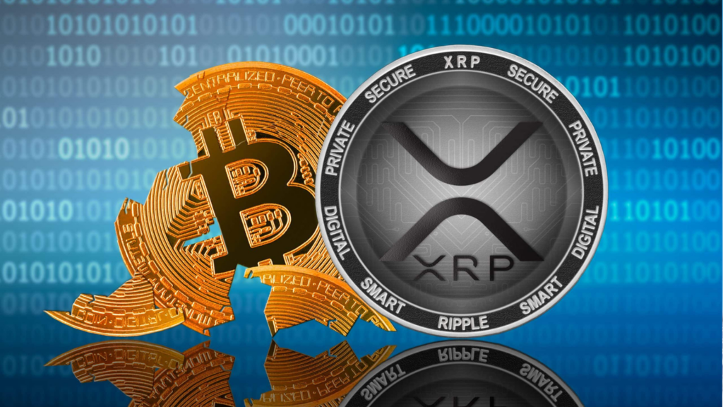 Ilustrasi aset kripto Bitcoin dan XRP. Sumber: FX Empire.