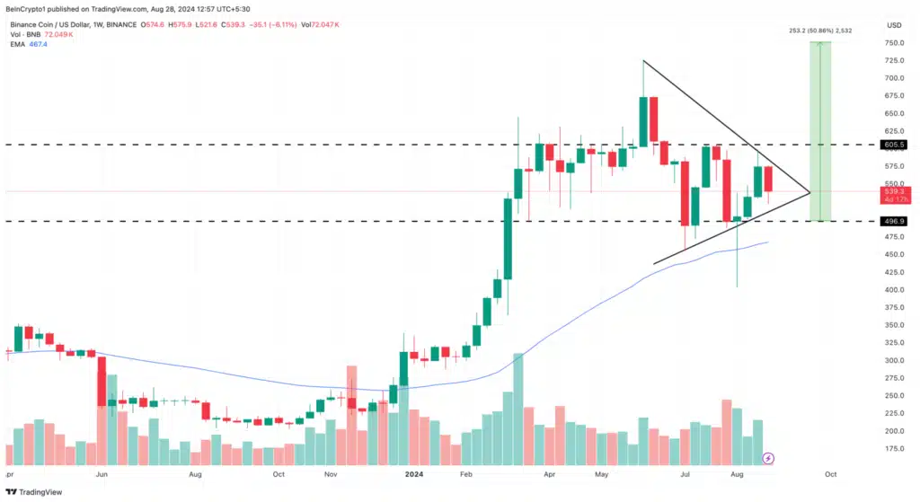 Analisis Harian altcoin BNB. Sumber: TradingView.