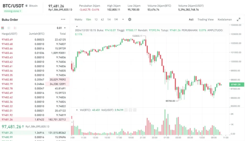 Grafik Harga Bitcoin 20 Desember 2024