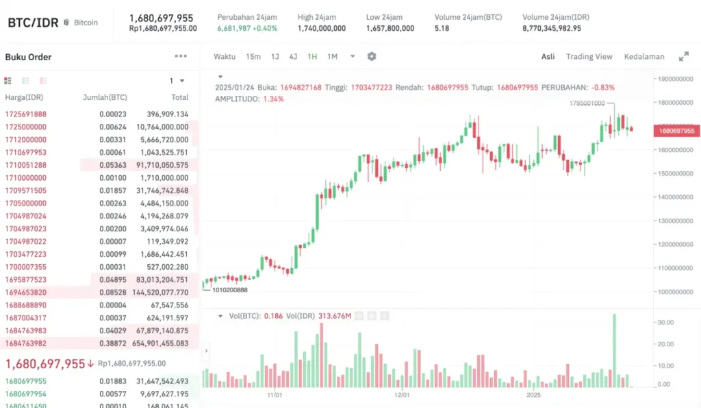 Grafik Harga Bitcoin 24 Januari 2025. Sumber: Tokocrypto.com