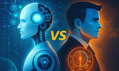 Ilustrasi AI trading vs manual trading