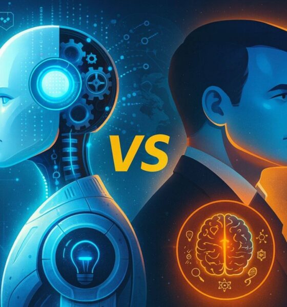 Ilustrasi AI trading vs manual trading