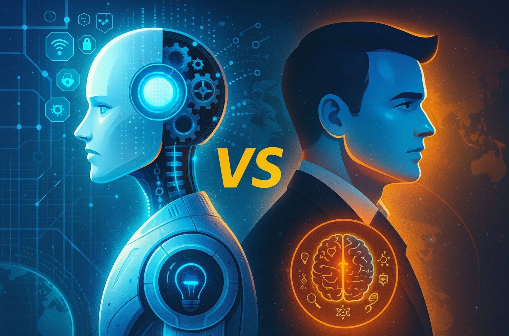 Ilustrasi AI trading vs manual trading