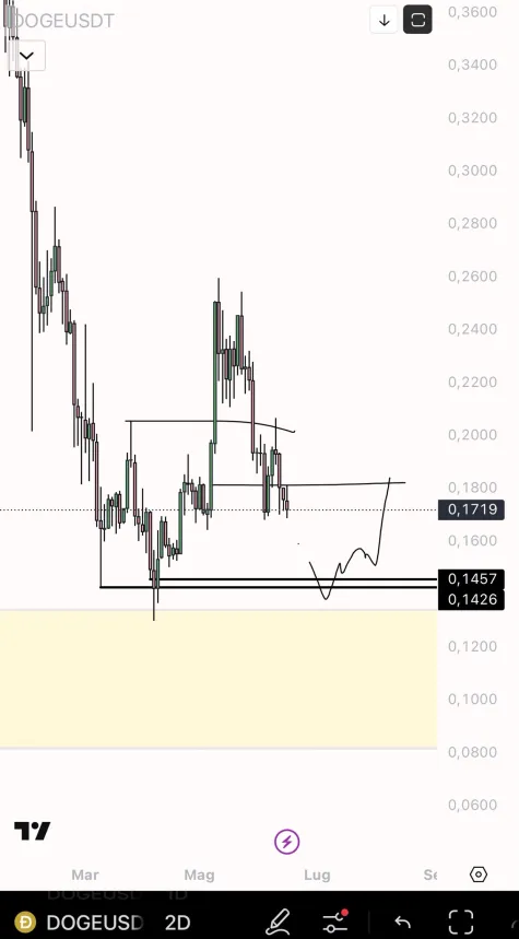 Harga Dogecoin menuju area kritis. Sumber: Eliz883 via X.
