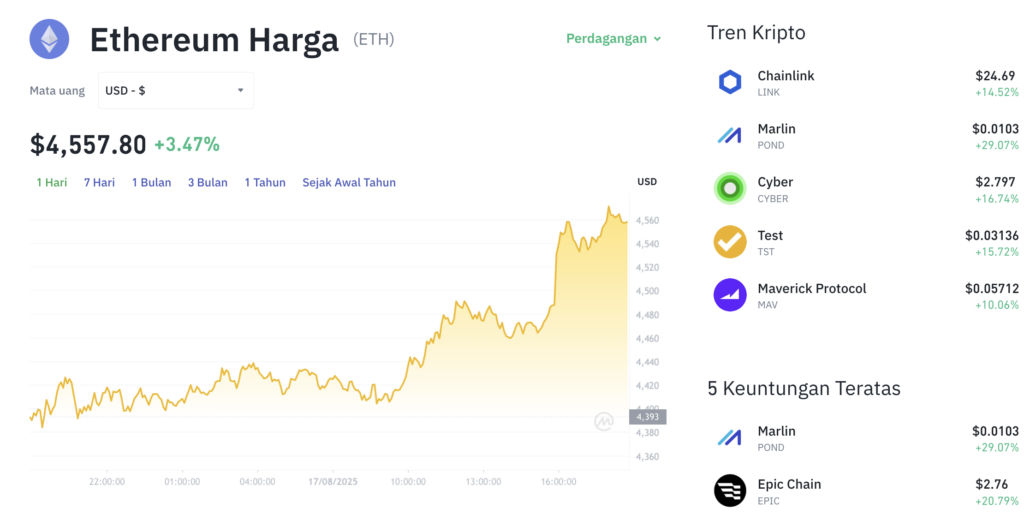 Pergerakan harga Pepe (PEPE/USDT) pada Minggu, 17 Agustus 2025. Sumber: Tokocrypto.