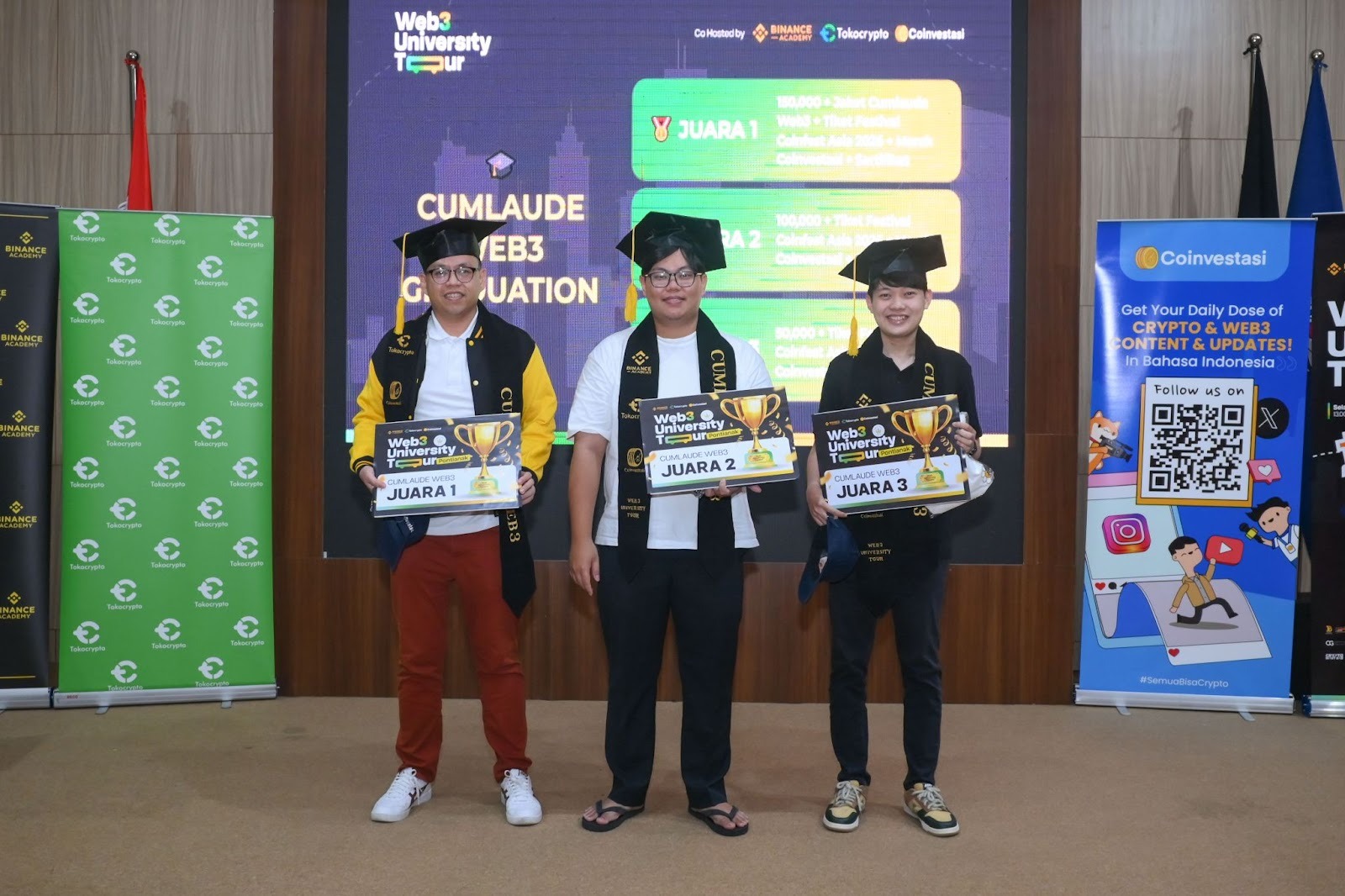 Para pemenang Cumlaude Web3 dalam rangkaian acara Web3 University Tour. Sumber: Coinvestasi.