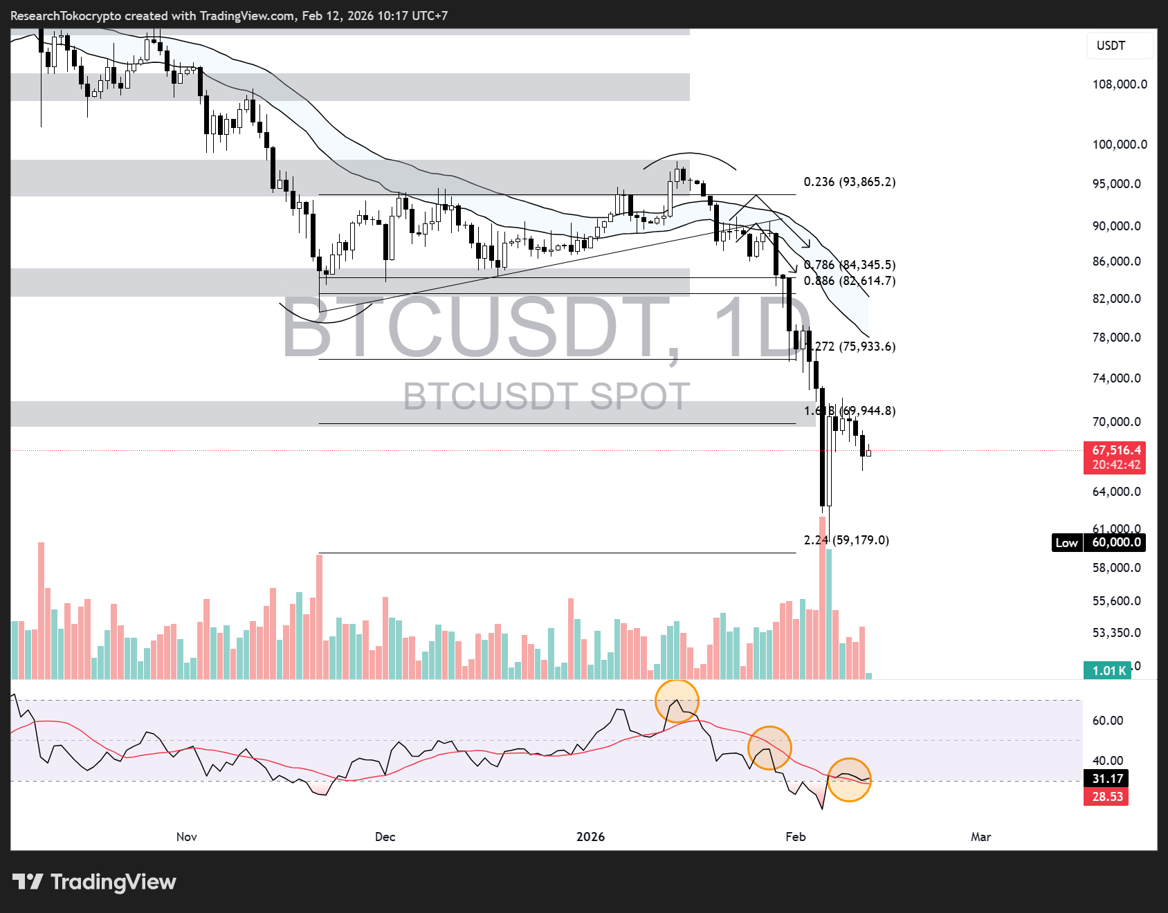 Daily Chart Bitcoin. Source: Tradingview (12 Feb 2026)